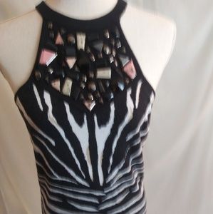 Sleeveless Caché top with animal print